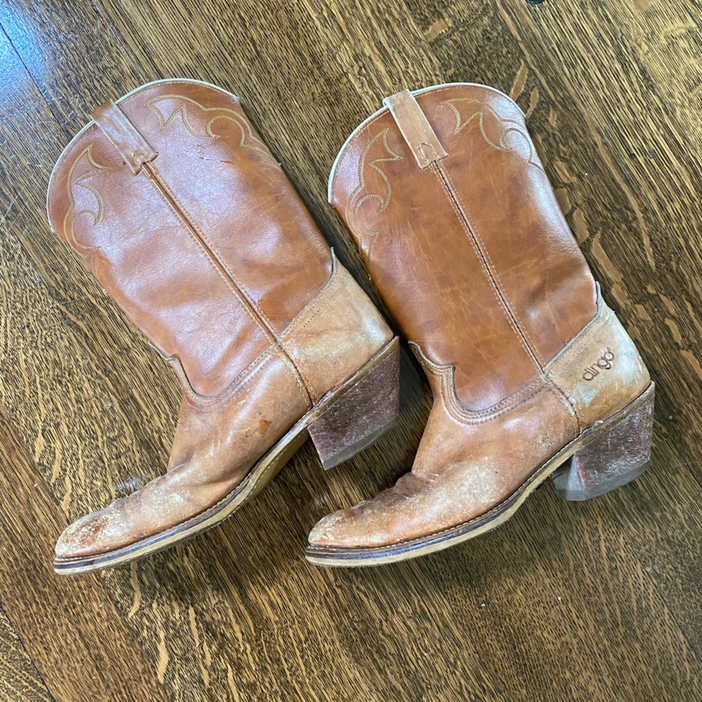 Vintage Dingo Men’s Tan Brown Leather Cowboy Western Boots Size 10.5